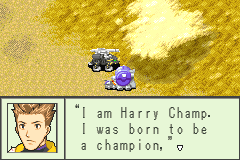 Harry declares, “I am Harry Champ. I was born to be a champion,” in the original release.